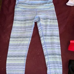 Lululemon Blue and Green Striped Capri Leggings Women's Size 4